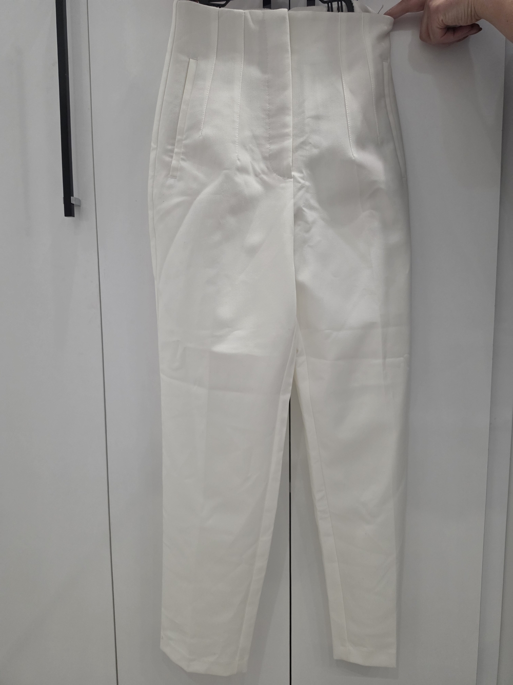Zara Cream High-Waist Tapered Dress Pants,ZARA WOMEN